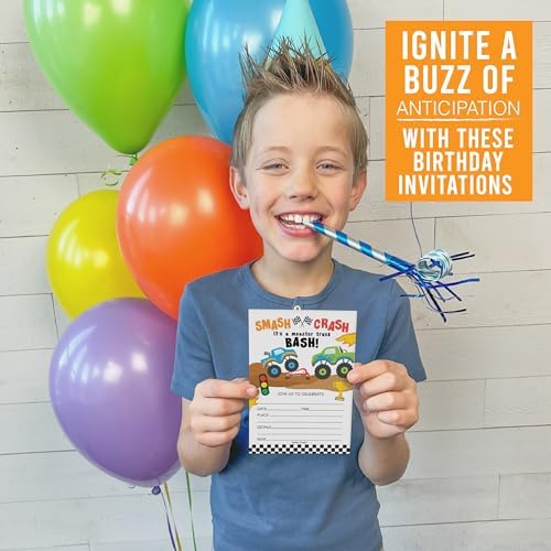 Hadley Designs 15 Monster Truck Birthday Invitations for Boys 1