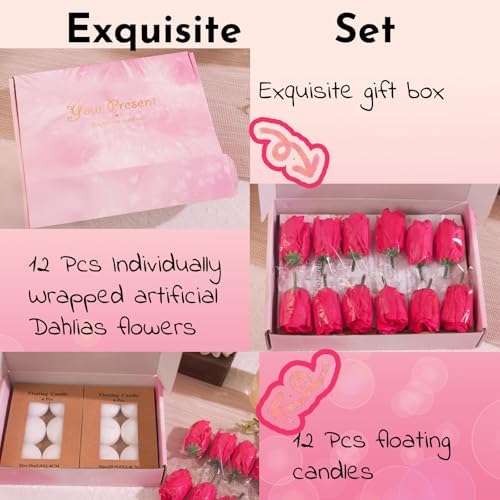 24 Pcs Floating Candles and Artificial Flowers for Centerpieces