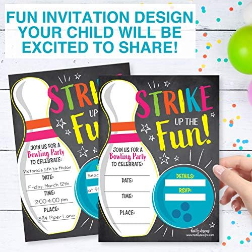Hadley Designs 25 Bowling Birthday Invitations