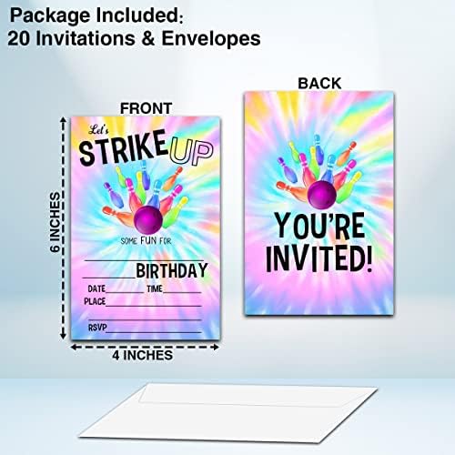 NYCTUG Tie Dye Bowling Birthday Invitation Set