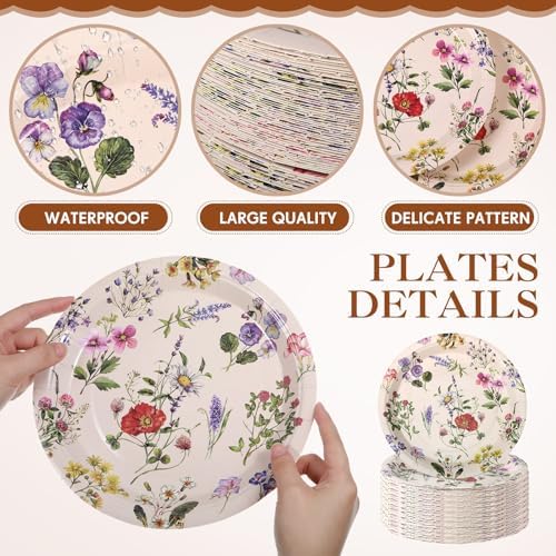 Hushee 200 Piece 9 Inch Wild Flower Paper Plates