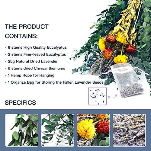 Eucalyptus and Lavender Dried Flower Bundle for Shower Decor