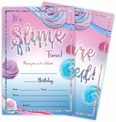 Its Slime Time Birthday Invite Cards With Envelopes