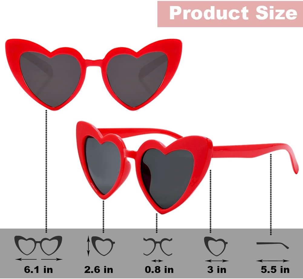 UMEELR Valentine Heart Sunglasses Set 6 Pack