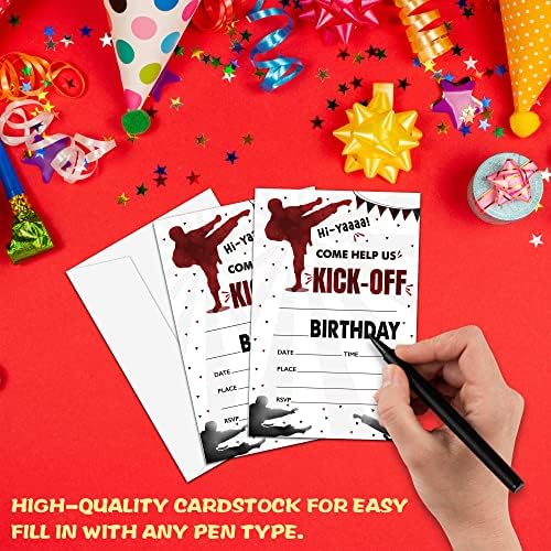 Levitatinyear Karate Birthday Invites 4x6 Inches Set of 20