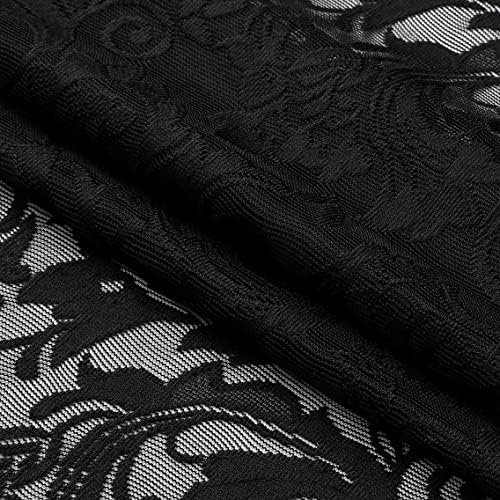 Bujasso Black Lace Curtain 216 Inch Long Panel 52 W