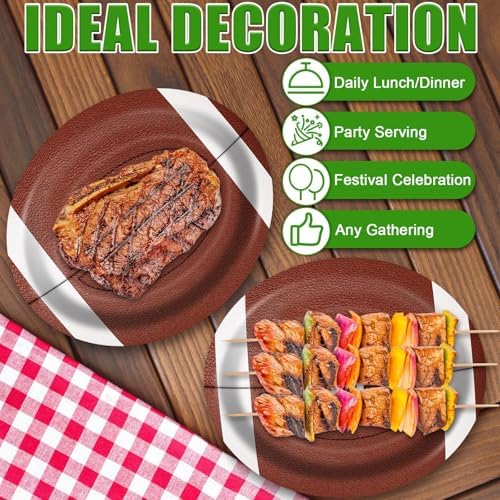 Football Oval Paper Plates 10 x 12 50Pcs Set