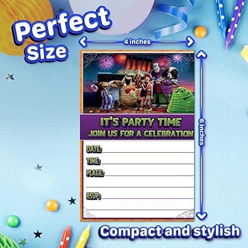 Set of 20 Hotel Monsters Birthday Invites with Envelopes