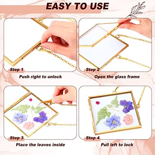 Reginary 9 Pcs Gold Brass Pressed Flower Frames