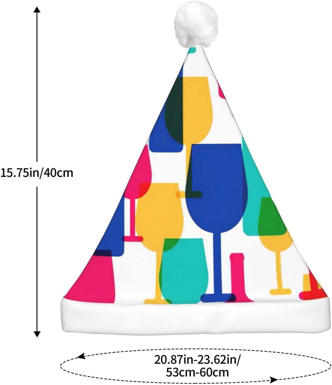 Cocktail Glasses And Wine Bottles Print Christmas Hat With Led Lights