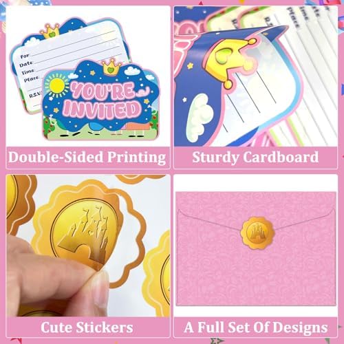 Pink Pig Birthday Invitations 20Pcs Cute Animal Party Cards for Girls