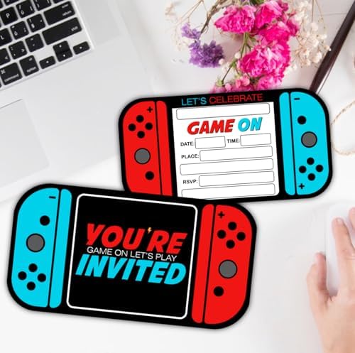 Video Game Birthday Party Invitation Cards 30 Set