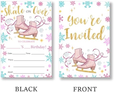 Ice Skating Birthday Invitations Set of 20 with Envelopes