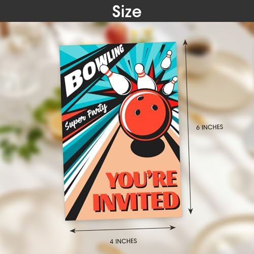 Bowling Party Birthday Invitations Set 30 Cards Double Sided