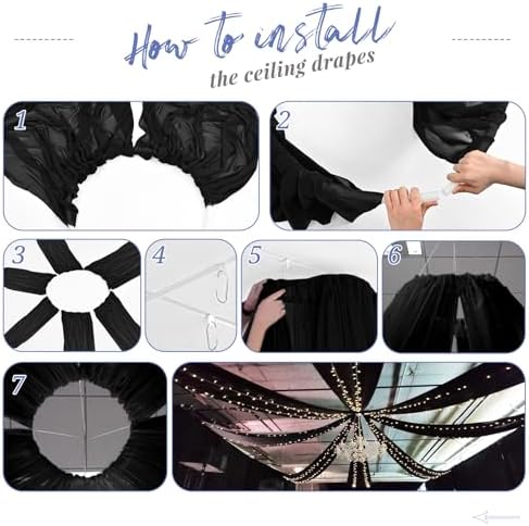 4 Panels Black Ceiling Drapes for Wedding Arch Decorations