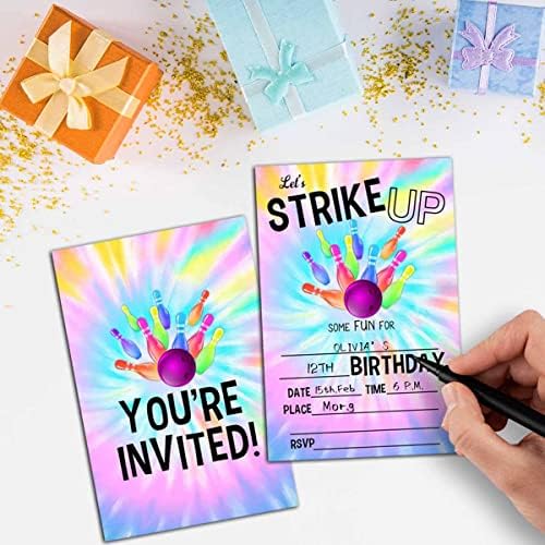 NYCTUG Tie Dye Bowling Birthday Invitation Set