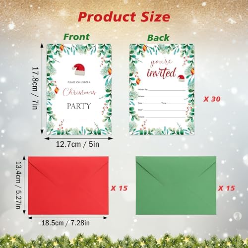 Lucleag 30 Pack Christmas Party Invitations with Envelopes