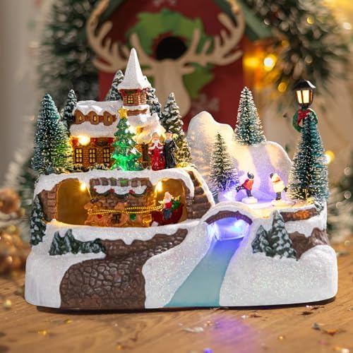 Animated Christmas Village Houses with Music and Lights