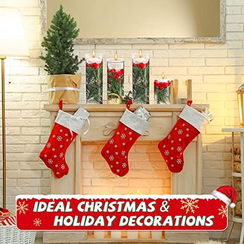 MTLEE 142 Pcs Christmas Vase Fillers with Floating Candles and Pine Needles
