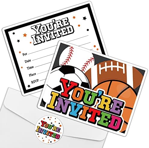 REWIDPARTY Sports Party Invitations Set of 15