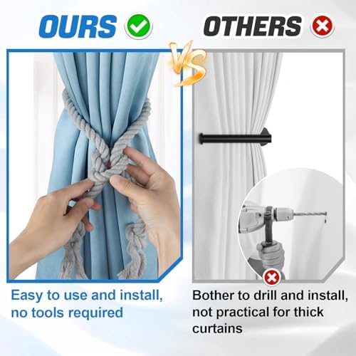 4 Pcs Hand Woven Curtain Tiebacks No Drilling