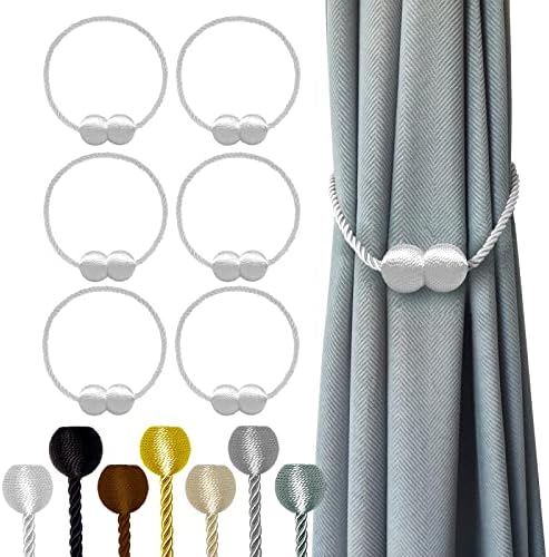 Hion Magnetic Curtain Holdbacks White 6 Pack
