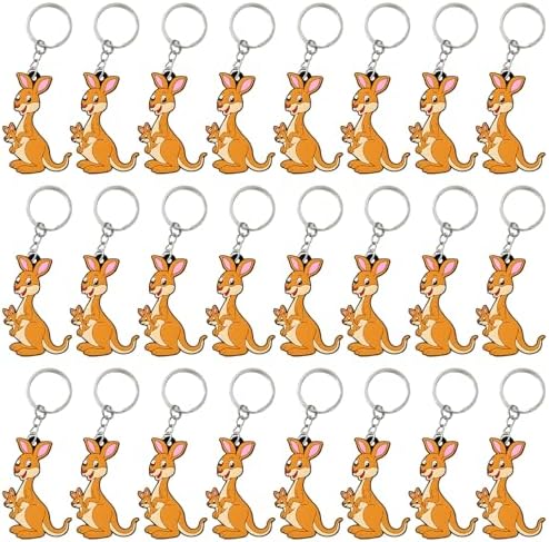 24 Pack Kangaroo Keychains for Safari Animal Themed Party Favors