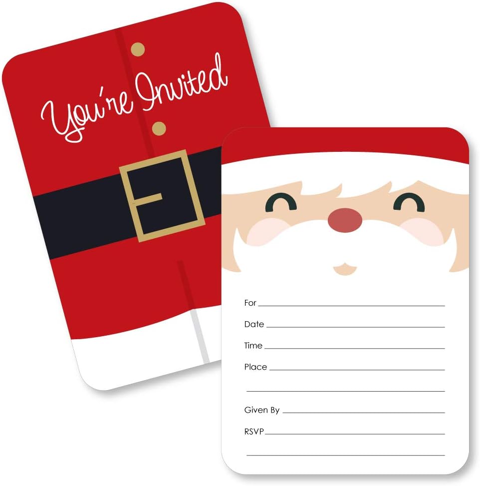 Jolly Santa Claus Shaped Fill-In Invitations Set of 12