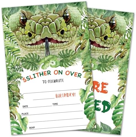 DOIUCRO Snake Birthday Party Invitations Pack of 20