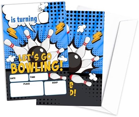 Strike Bowling Birthday Invites For Boys 20-Pack