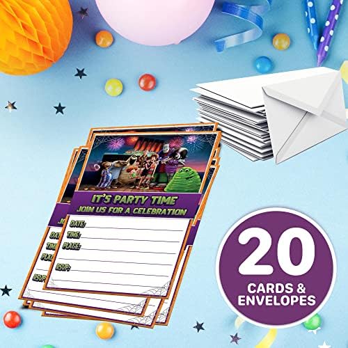 Set of 20 Hotel Monsters Birthday Invites with Envelopes