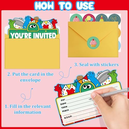 20Pcs Learning Street Birthday Invitations for Boys