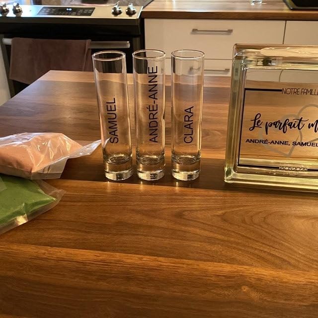 Personalized Blended Family Wedding Sand Set with Glass Vase and Lid