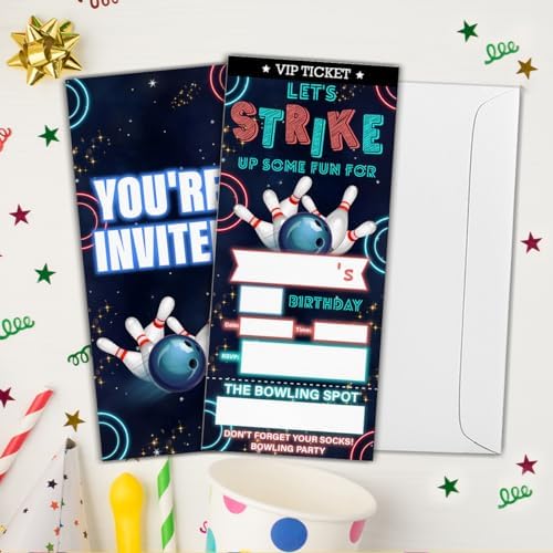 Bowling Ticket Invites Set of 20 with Envelopes