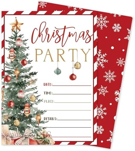 Whaline 25 Set Christmas Invitations with Envelopes and Stickers