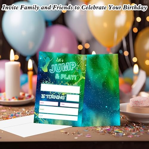 Gsauto Lets Jump and Play Birthday Invites 20 Cards with Envelopes