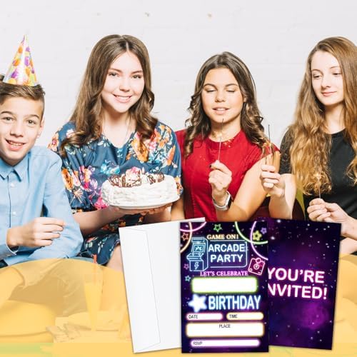 Arcade Party Invitation Cards for Kids 20pcs