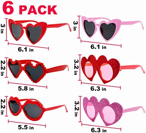 UMEELR Valentine Heart Sunglasses Set 6 Pack