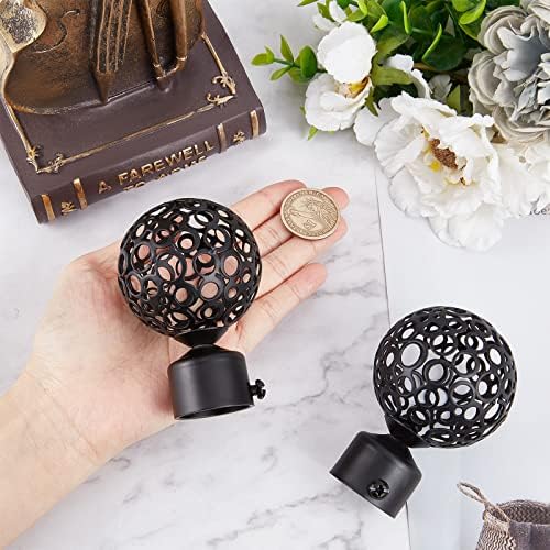 GORGECRAFT 2PCS Black Round Curtain Rod Finials