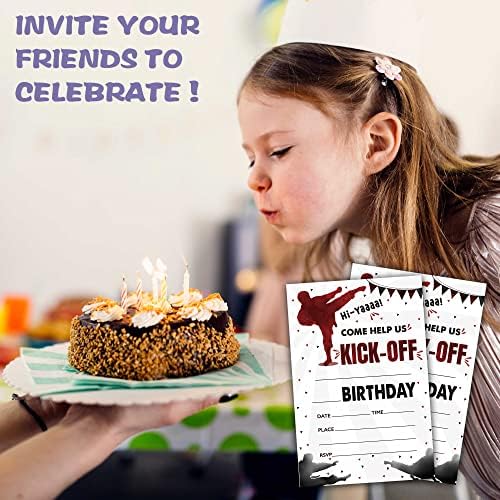 Levitatinyear Karate Birthday Invites 4x6 Inches Set of 20