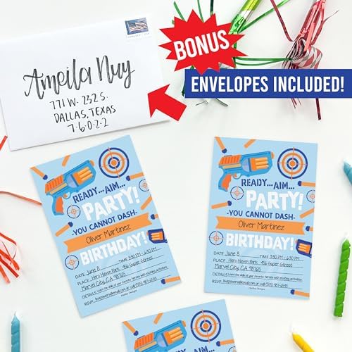 Hadley Designs Dart War Birthday Invitations for Boys