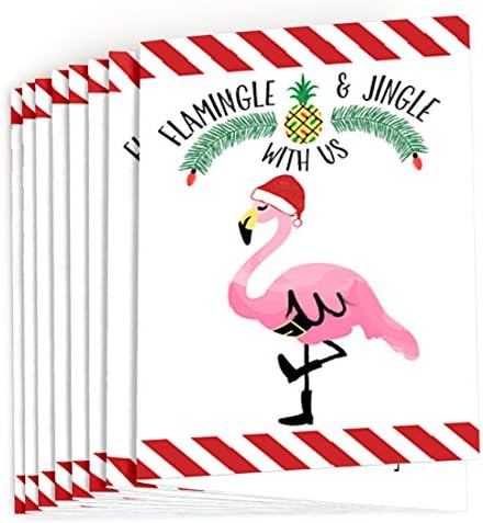 Flamingle Bells Fill-In Tropical Flamingo Christmas Party Invitations 8 Count