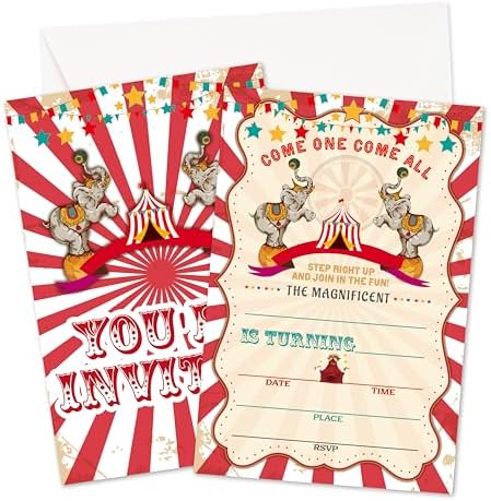 Carnival Birthday Invitations 20pcs with Envelopes