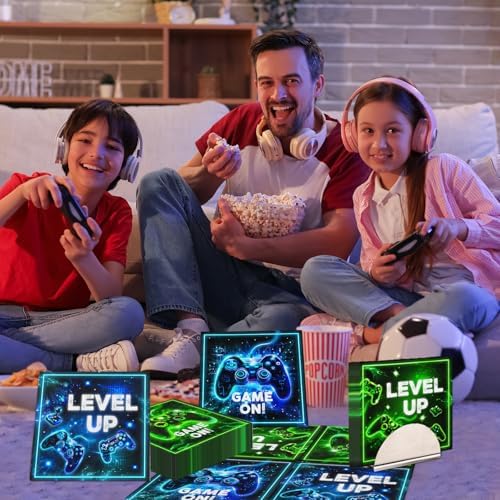 48Pcs Neon Game Party Napkins for Boys Girls