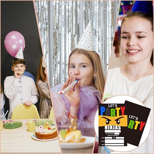 4 x 6 Ninja Birthday Invites With Envelopes - 25 Sets