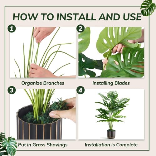 Der Rose Tall Artificial Monstera Plants 28 Indoor Decor