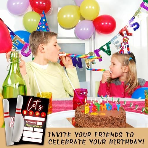 Bowling Birthday Invites for Boys Girls 20 Set