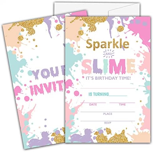 Ycyfckdr Slime Birthday Invitations 20 Pack