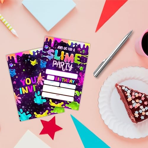 Cudwid Neon Glow Slime Birthday Invites