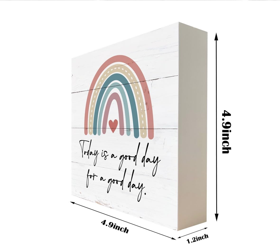 Inspirational Wood Sign Positive Thinking Office Decor